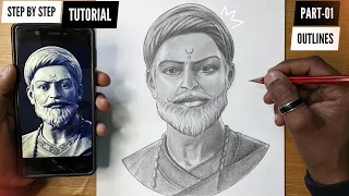 How To Draw Chatrapati Shivaji Maharaj (Part 01) Outline Tutorial For Beginners @AjArts03