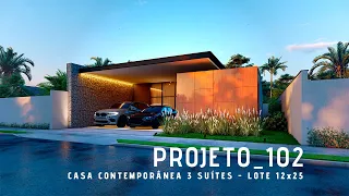 Casa Moderna com 3 suítes | 180m2 | Lote 12x25