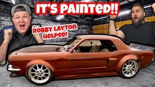 ROBBY LAYTON HELPED ME PAINT THE MUSTANG! NO MORE TURBO CANS ITS PAINTED! HOT ROD FORD CHASSIS SWAP!