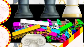 Long Tank Truck Race - Color Stickman Car Vs Giant Hydraulic Wheels