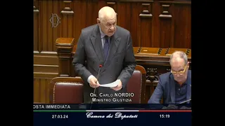 Question time Camera, il Ministro Nordio risponde all'interrogazione dell'On Benzoni