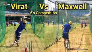 Virat Kohli vs Glenn Maxwell Long Sixes Competition in Net Practice | RCB Practice Session 2024