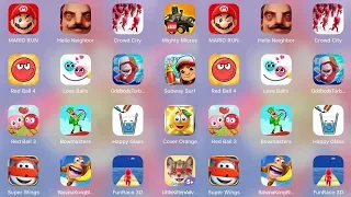 MightyMicros,HelloNeighbor,FunRace3D,HappyGlass,Bowmasters,Red Ball 4,Oddbods,Subway,CrowdCity,Mario