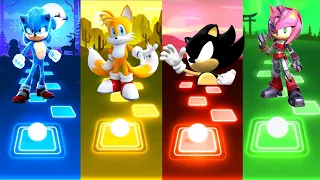 Sonic The Hedgehog 🆚 Tails 🆚 Classic Dark Sonic 🆚 Metal Amy. 🎶 Tiles Hop EDM Rush