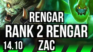 RENGAR vs ZAC (JGL) | Rank 2 Rengar, 7 solo kills, 67% winrate, Legendary | BR Diamond | 14.10