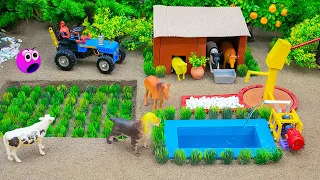 DIY how to make mini Farm Diorama with mini house for cow,horse,dog | mini water pump |woodwork #20