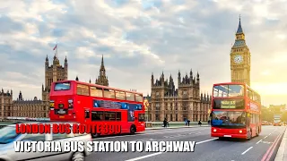 Early Morning London Bus Ride - Route 390 Full Journey From Victoria Bus Station To Archway