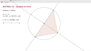 Kreisberechnungen - Quadrat im Kreis