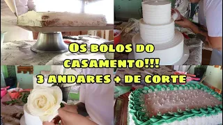 DECOREI BOLO DE 3 ANDARES DO CASAMENTO + BOLO DE CORTE | BOLO COM FLOR NATURAL! | Letícia Borgheti