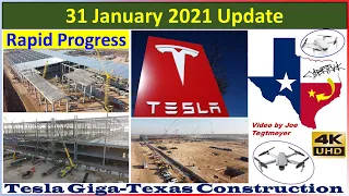 Tesla Gigafactory Texas 31 January 2021 Cyber Truck & Model Y Factory Construction Update (08:30AM)