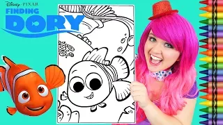 Coloring Nemo Finding Dory GIANT Coloring Book Page Crayola Crayons | KiMMi THE CLOWN