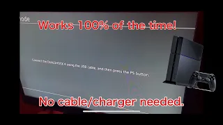 Connect the DUALSHOCK 4 using USB cable, and then press the ps button. no charger, fast & easy fix.