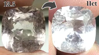 Topaz White Gemstone Lapidary || Topaz Stone recutting & polishing handmade #topaz