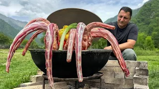 Beef Tails in a Cauldron on the Fire! Very Tender Stew