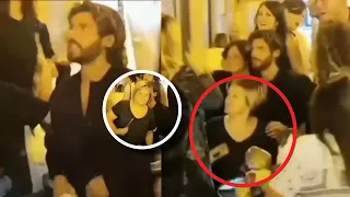 Budapest fans Surprised Can Yaman : A Girl sit on the Legs of Can Yaman at the streets of Budapest