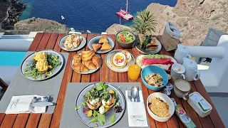 Santorini Hotel With Caldera View 4k - Breakfast Through Sunset Dinner - Summer 2023