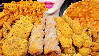 ASMR CHEESY CARBO FIRE NOODLE, MOZZARELLA CHEESE STICKS 까르보불닭 뿌링클 먹방 EATING SOUNDS MUKBANG