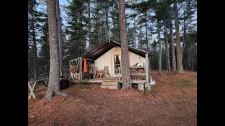 THE TENT. Tent maintenance. Getting everything ready for winter. New stove pipe. logging area.