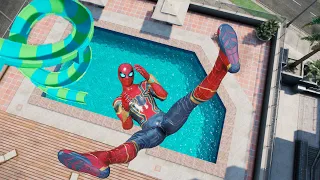 GTA 5 Iron Spiderman Water Fail & Slide Ragdolls/Jump/Parkour eps.7(Euphoria Physics, Ultra 4K)