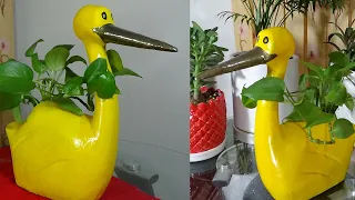 herons bird flower pot decoration made from cement and plastic bottle
