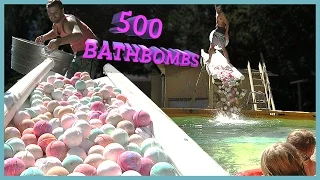 500 BATH BOMBS IN SWIMMING POOL‼️ | Sam & Nia