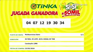 Sorteo Tinka - Domingo 10 de Marzo del 2024