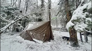 -39C EXTREME WINTER SOLO CAMPING IN THE WARMEST HOT TENT ON EARTH ASMR