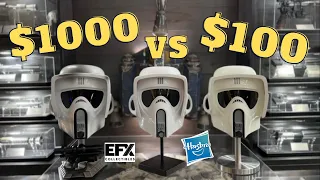 Biker Scout Trooper Helmets: $100 Hasbro Black Series vs $1000 EFX Legend Edition