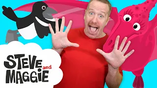 Hide and Seek at the Dinosaur Outdoor Playground for Kids with Steve and Maggie | Wow English TV