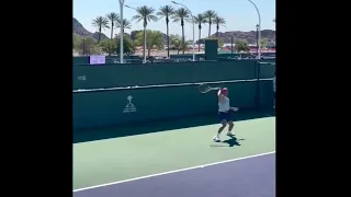 Rafael Nadal Practising Right Handed Against Carlos Alcaraz In Indian Wells 2022