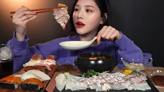 ENG SUB)Sashimi (Red Snapper, Fluke) And Various Sushi Mukbang ASMR Korean Real Sound Eating