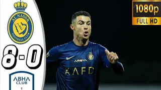 Al Nassr vs Abha Club 8-0 - All Goals & Highlights - 2024🔥 Ronaldo Hattrick King football