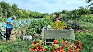 Сбор урожая со своего огорода. Готовим фаршированный болгарский перец с овощами