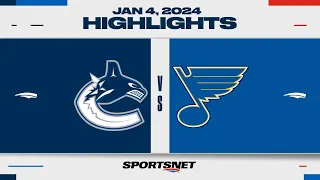 NHL Highlights | Canucks vs. Blues - January 4, 2024