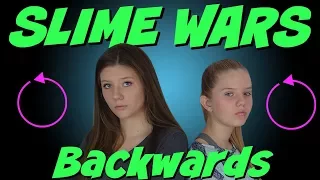 SLIME WARS || MAKING SLIME BACKWARDS CHALLENGE || MAKING SLIME IN REVERSE || Taylor and Vanessa