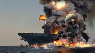 Russian Yak 141 Jet Blows Up US Aircraft Carrier Carrying 450 Truckloads of Ammunition for Ukraine