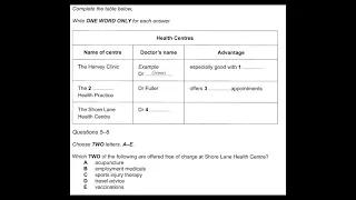 Health Centres  , ielts listening