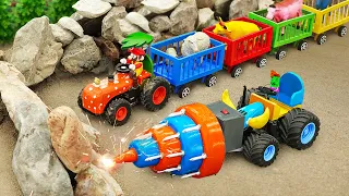 Diy tractor mini Bulldozer to making Stone Drilling Machine | Tractor transporting Cattles | HP Mini