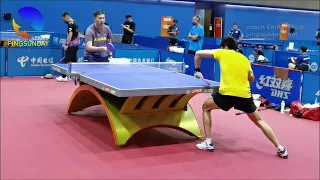 Lin Gaoyuan backhand training at WTTTC 2022 (01 October)