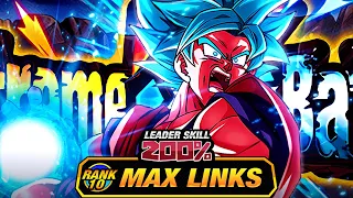 MY LEAST FAVORITE IS NOW THE BEST... LEVEL 10 LINKS 100% EZA BLUE KAIOKEN GOKU! (DBZ: Dokkan Battle)