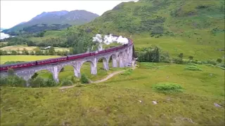 Scottish Highlands Train Crossing Glenfinnan Viaduct