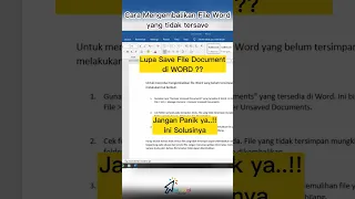 Cara Mengembalikan file word yang tidak tersave