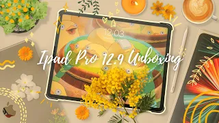 Apple iPad Pro 12.9" (M1/Silver) + Apple Pencil 2 & Accessories 🤩✨| Aesthetic Unboxing 📦✨