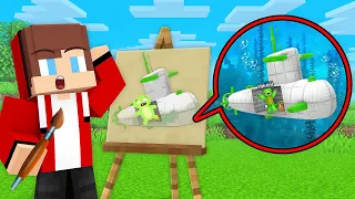 JJ use DRAWING MOD to Prank Mikey With Submarine House in Minecraft (Maizen)