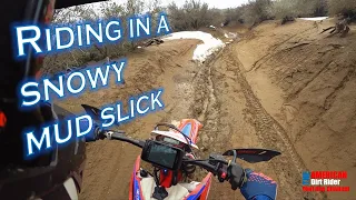 Riding in a snowy mud slick