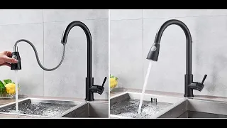 Best InArt Single Lever Kitchen Sink Mixer Pull-Down Sprayer 360° Kitchen Faucet