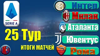 Футбол СЕРИЯ А ЧЕМПИОНАТ ИТАЛИИ 25 ТУР РЕЗУЛЬТАТЫ  МИЛАН ОТСТАЛ НА 6 ОЧКОВ! РАСПИСАНИЕ 26 ТУРА