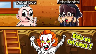 BEBE NOOB VS PAYASO IT DEBAJO DE SU CASA EN MINECRAFT TROLL ROLEPLAY