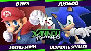 Xanadu Homecoming LOSERS SEMIS - Bwes (Mario) Vs. Juswoo (Sonic) Smash Ultimate - SSBU