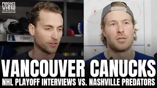 Brock Boeser & Carson Soucy Discuss Vancouver Canucks vs. Nashville Series: "We're Desperate Too"